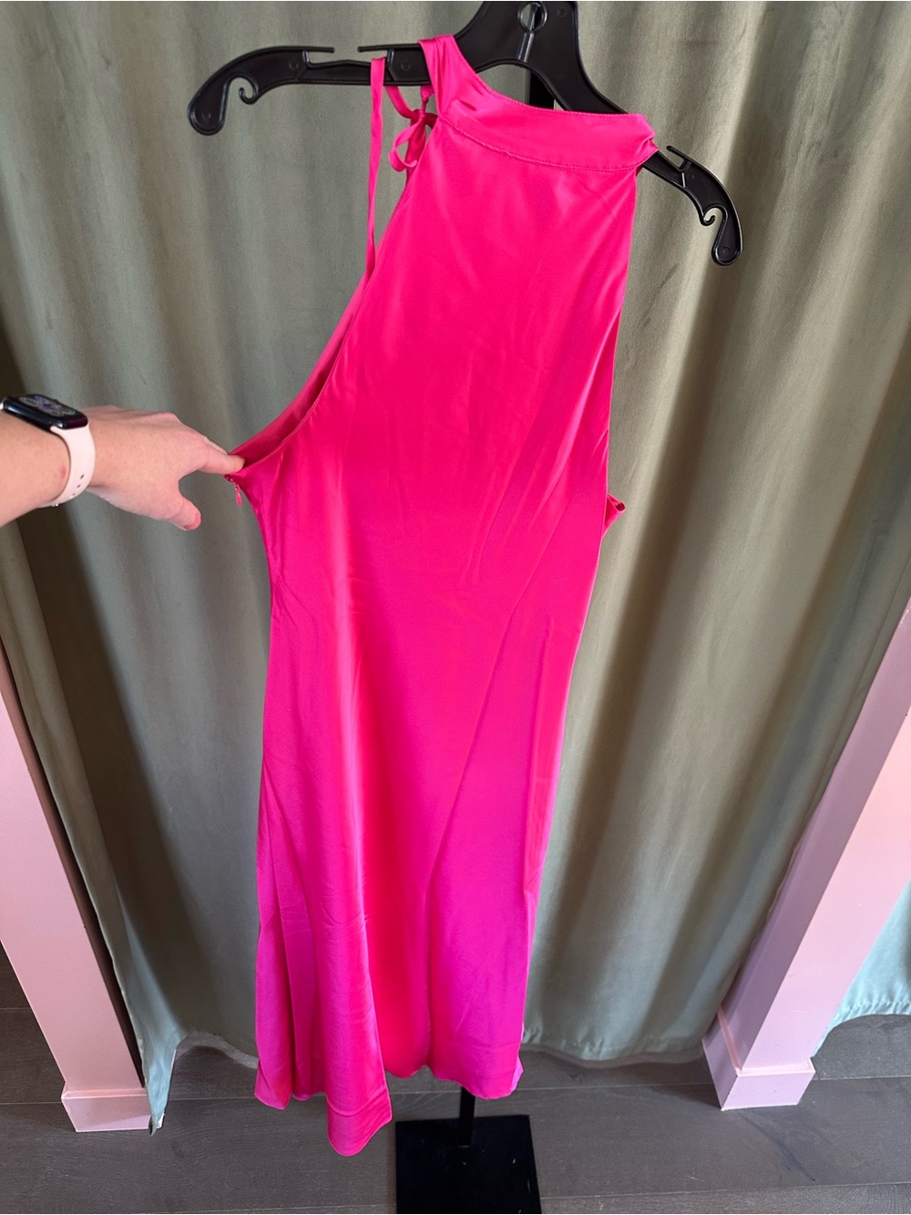 Hutch Mari Hot Pink Halter Midi Dress with Side Slit - Picture 6 of 8